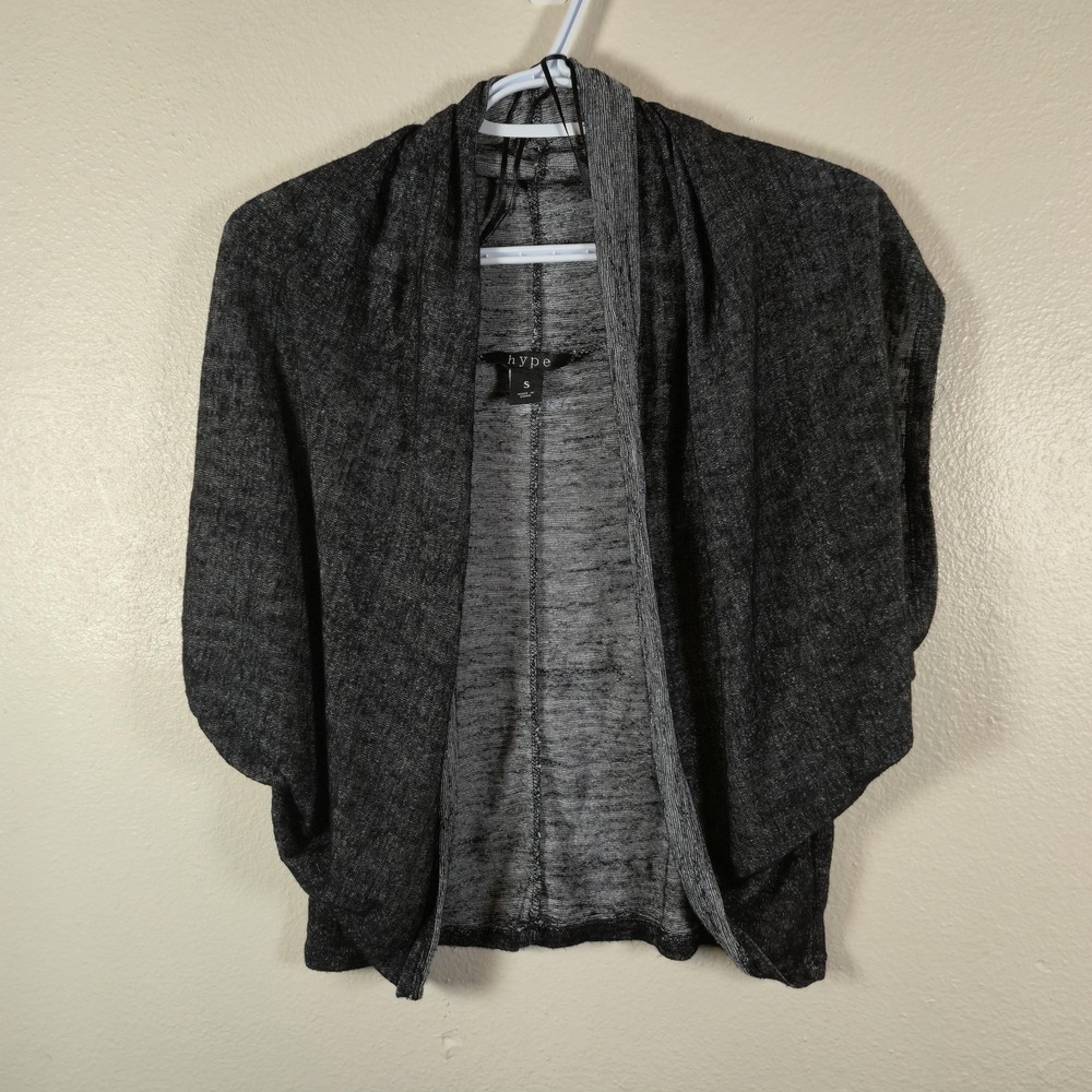 Hype Cardigan Sweater Womens Small Gray Open Front Dolman 3/4 Sleeve Lightweight